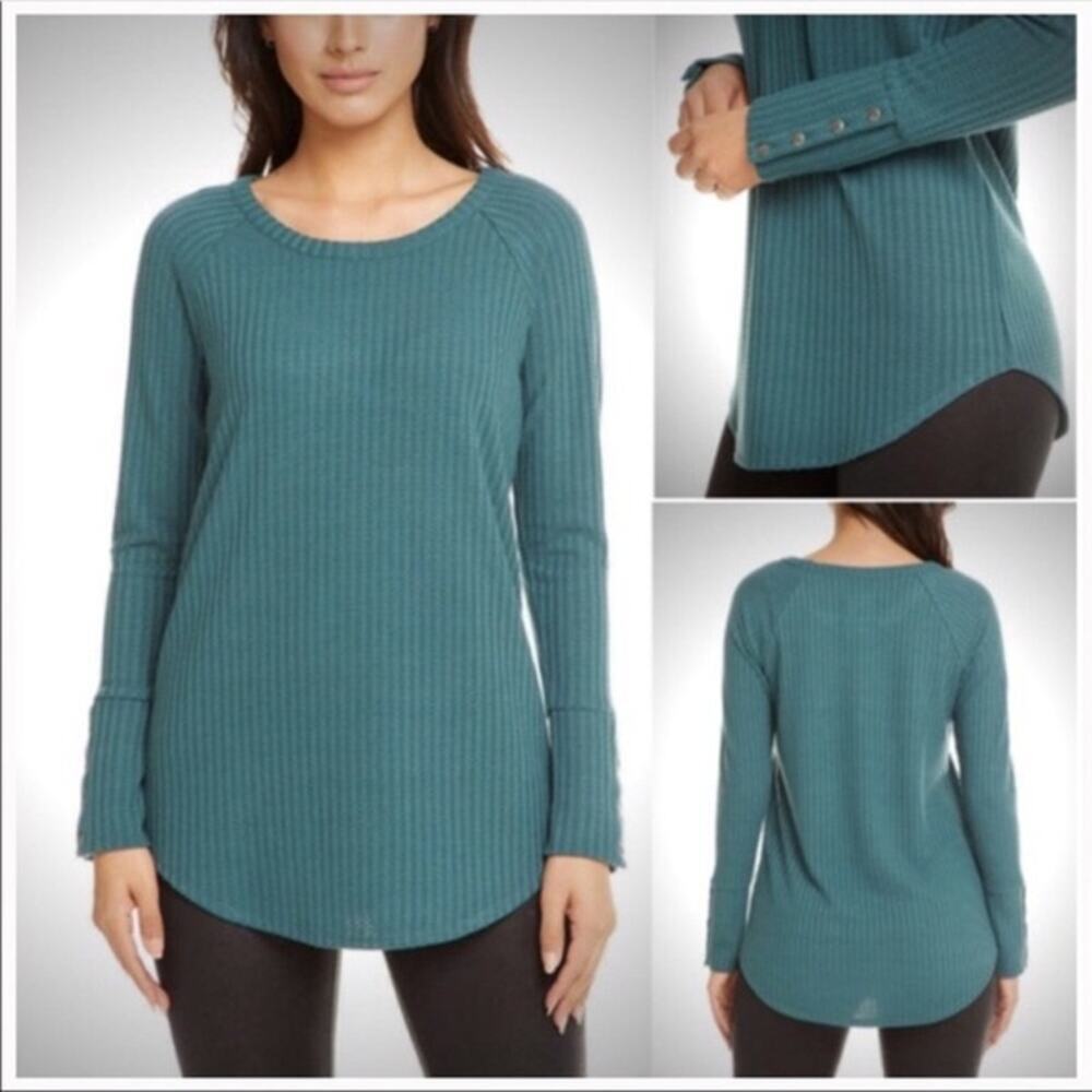 Chaser Waffle Knit Teal Blue Women's Sweater Size XL